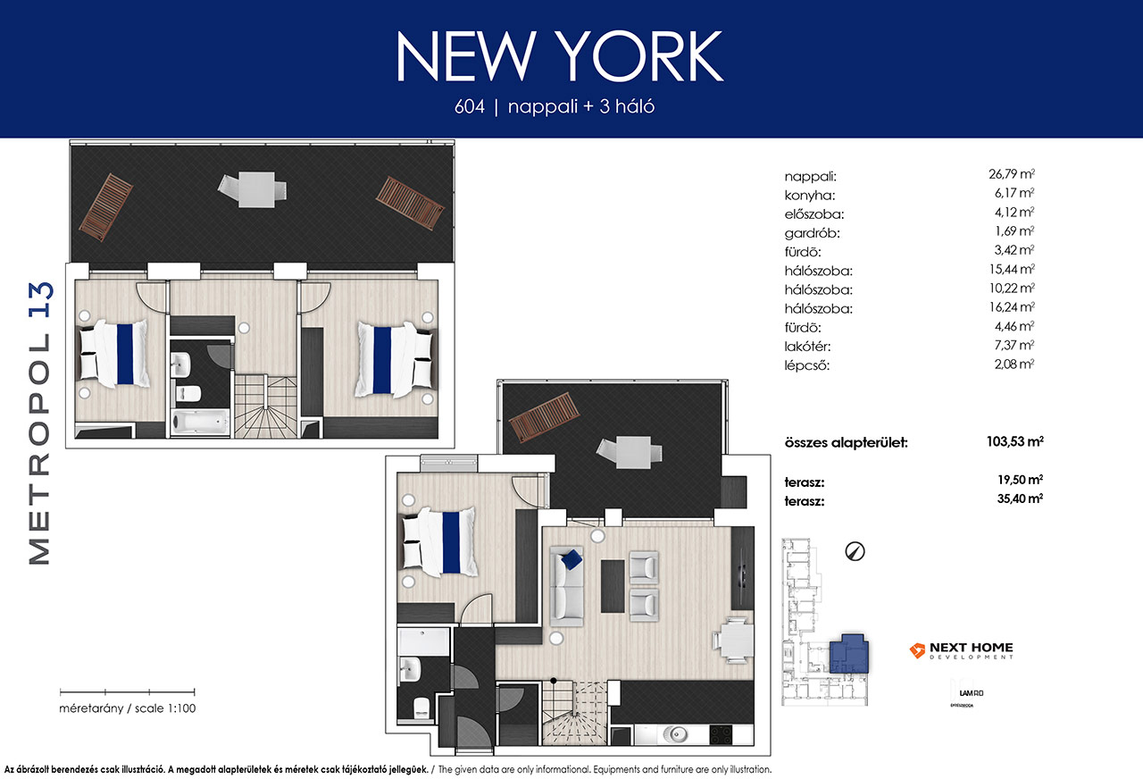 604 új építésű lakás alaprajza