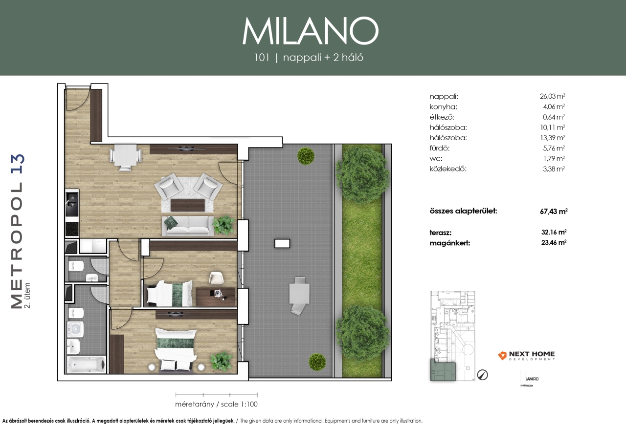 101 új építésű lakás alaprajza