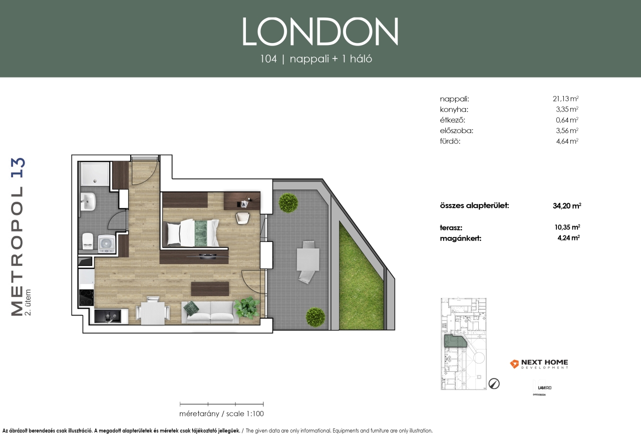 104 új építésű lakás alaprajza