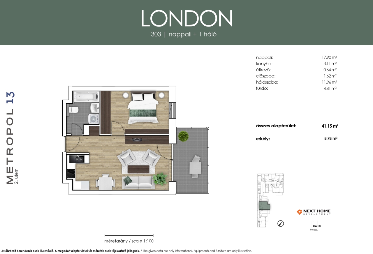 303 új építésű lakás alaprajza